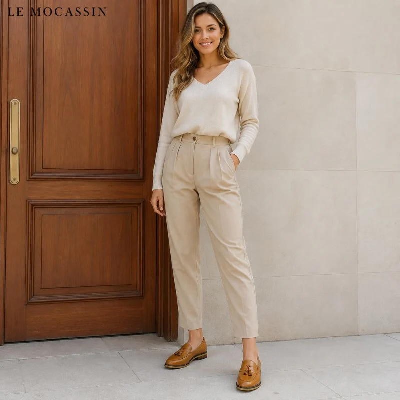 Mocassins Souples Et Élégants En Cuir Véritable Pour Femme