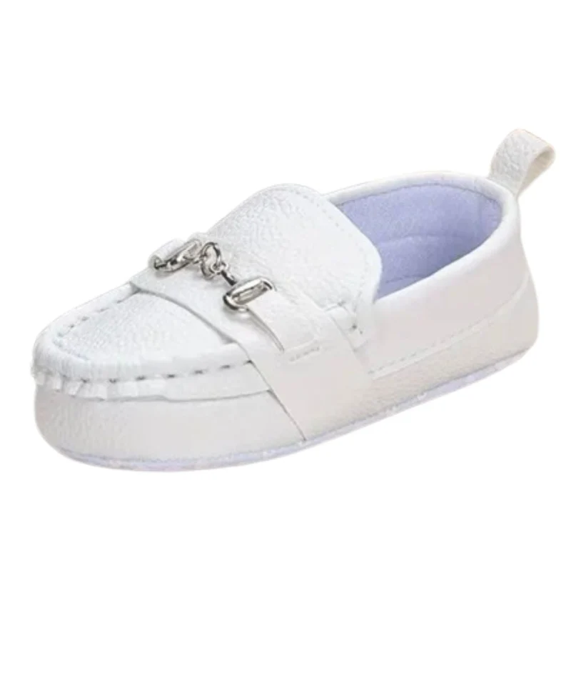 Mocassins Effet Cuir Grainé Avec Mors Argentés Pour Bébé