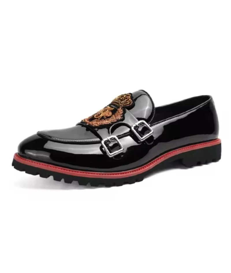 Mocassins Vernis Noirs Pour Hommes Estampes Abeille