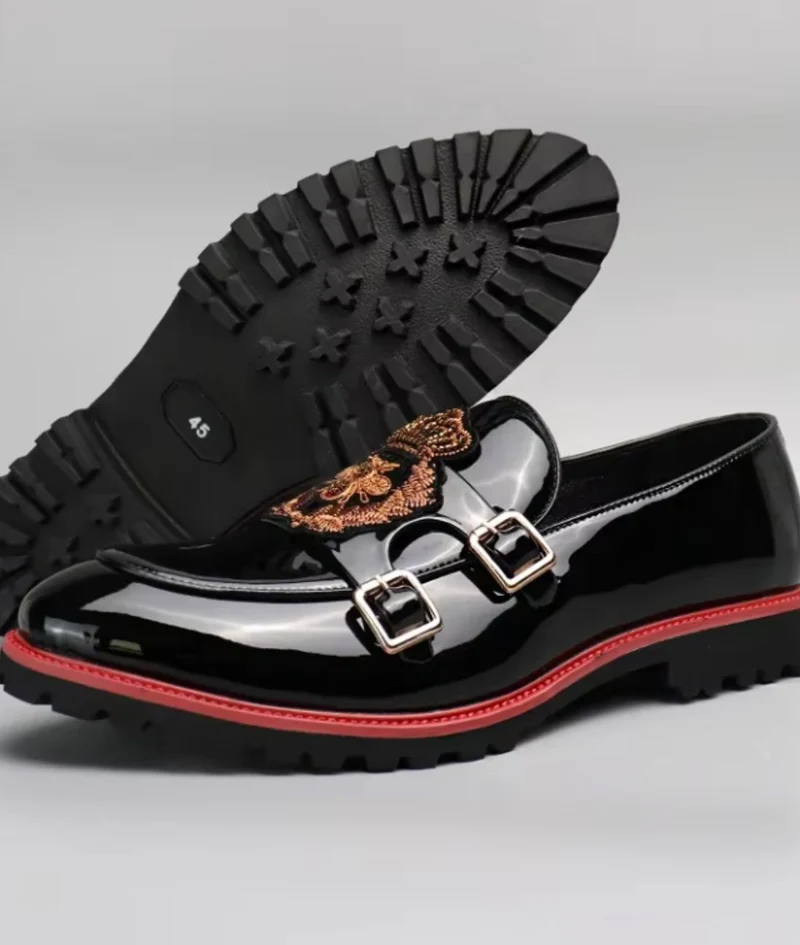 Mocassins Vernis Noirs Pour Hommes Estampes Abeille