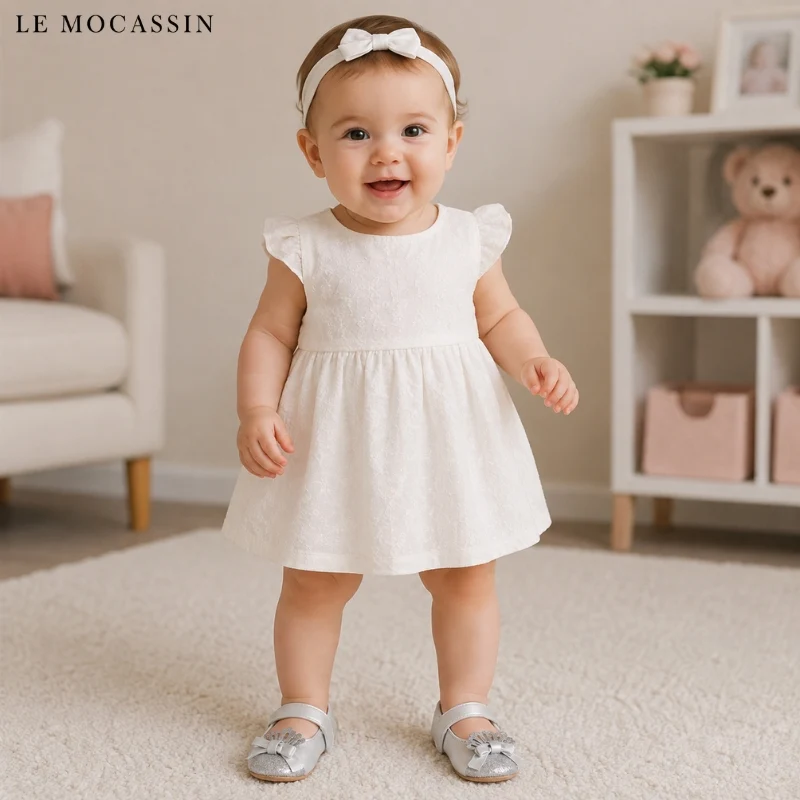 Mocassins Souples À Paillettes À Enfiler Pour Bébé Fille