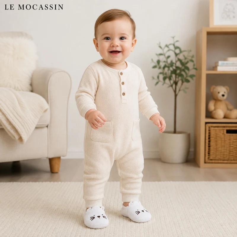 Mocassins Souples Avec Motif Chaton Pour Bébé Fille