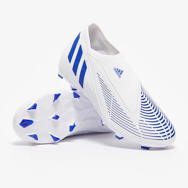 adidas Enfant Predator Edge.3 Laceless FG - Blanc/Bleu Hi