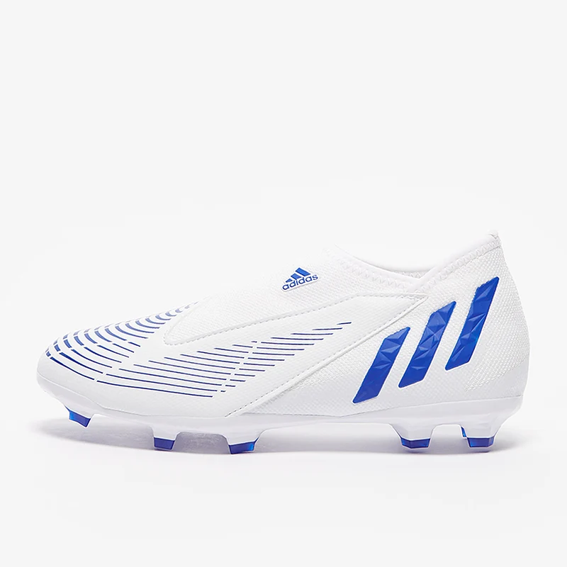 adidas Enfant Predator Edge.3 Laceless FG - Blanc/Bleu Hi